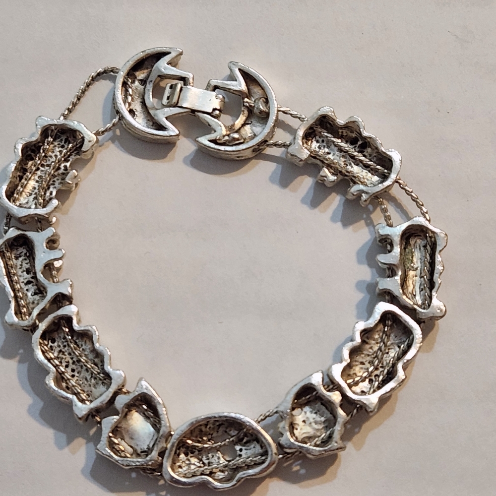 Vintage Noah's Ark theme slide bracelet Silver Colored sheep camel elephant dove - Picture 8 of 16